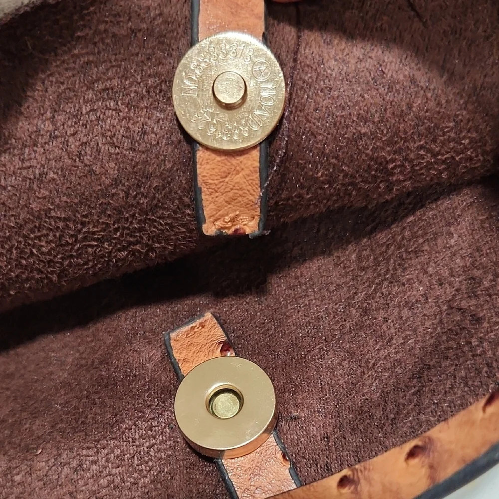 Elegant Brown Faux Ostrich Leather Handbag - Picture 11 of 12